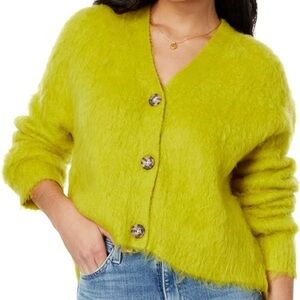 NWT madewell brushed cardigan size small chartreuse